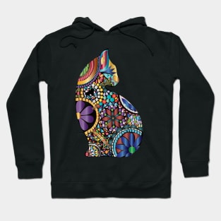 Mosaic colorful cat with dragonfly Hoodie